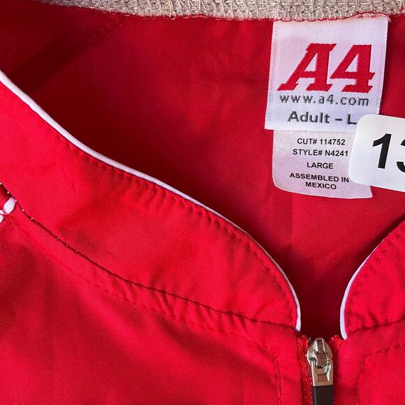 A4 Men’s Short Sleeve Half Zipper Shirt size L, Red - Picture 4 of 6